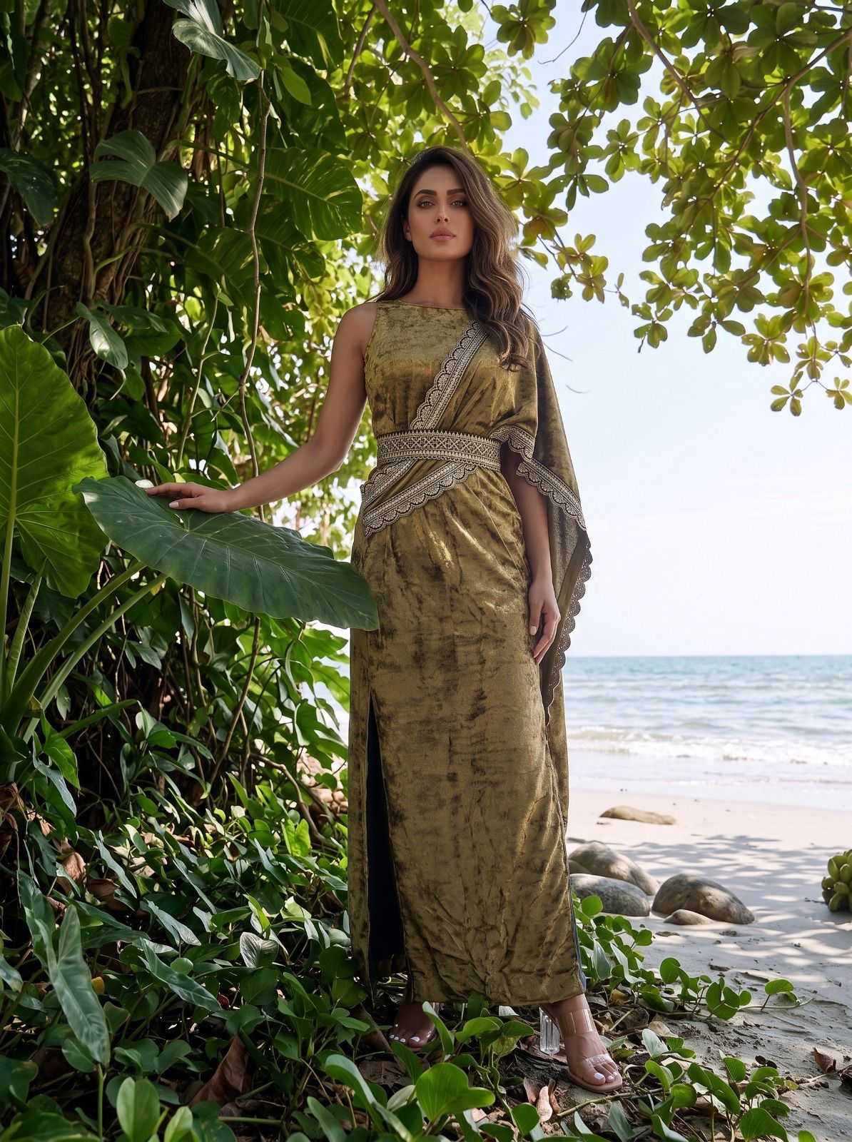 Gold Metallic Saree Dress